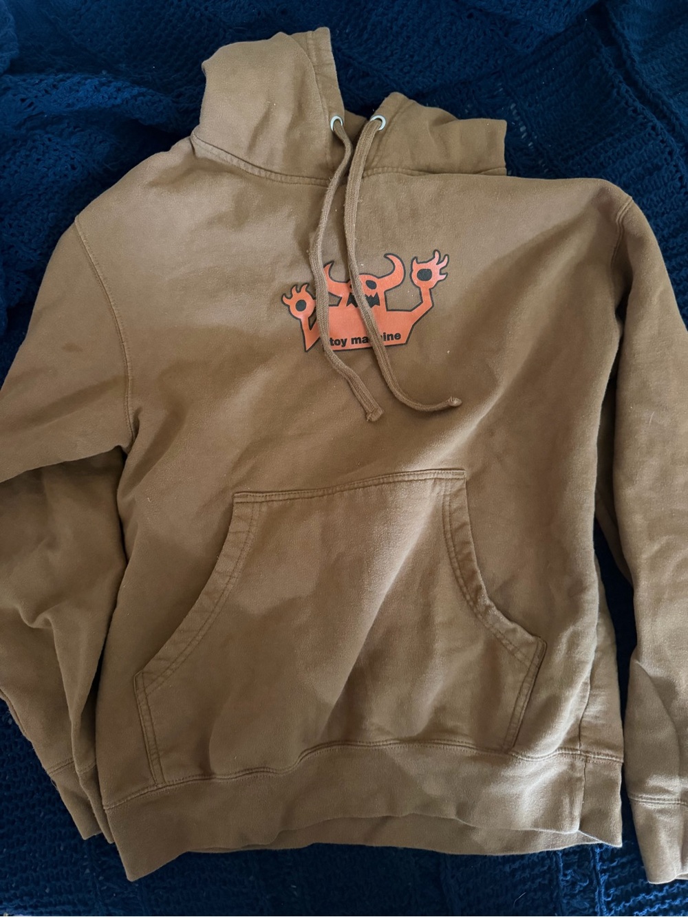 Machine Tan Brown Crewneck Hoodie with Orange Logo